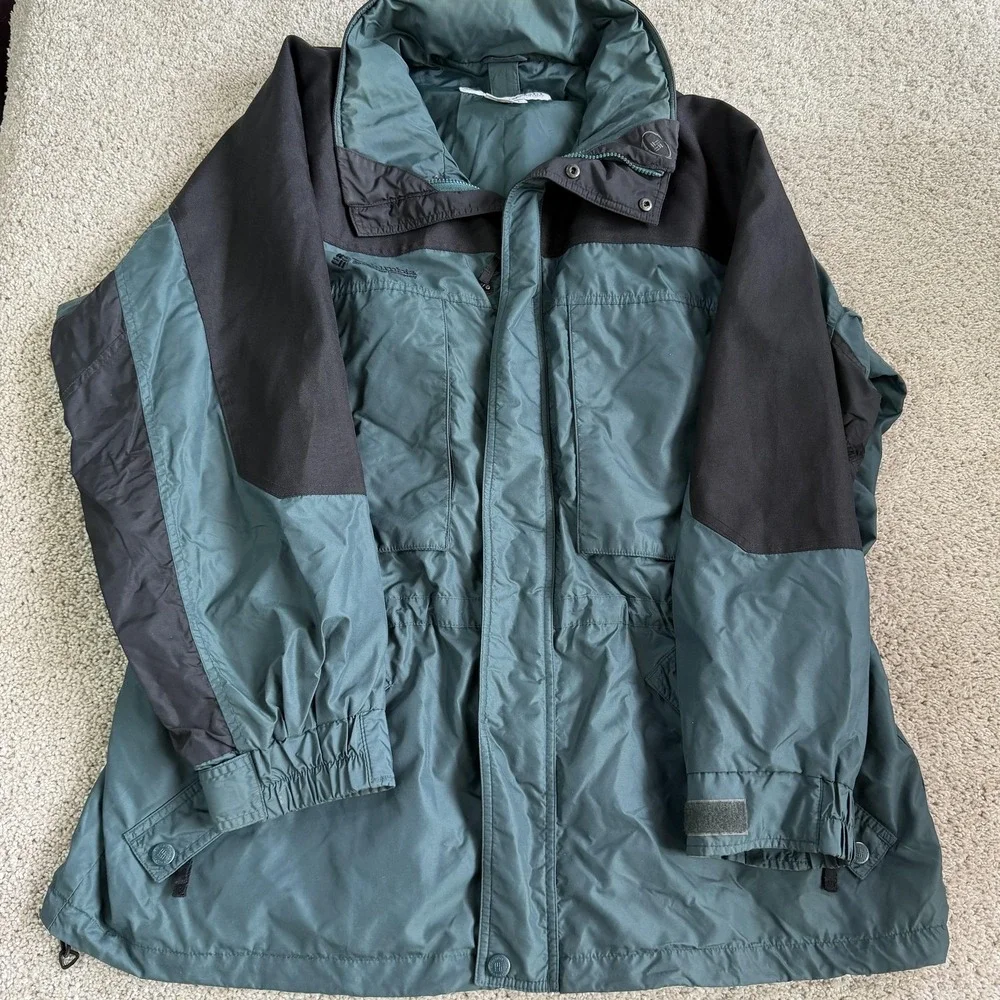 Vintage Columbia West Ridge Jacket Mens XL Green Nylon Parka Lined Outdoor Korea